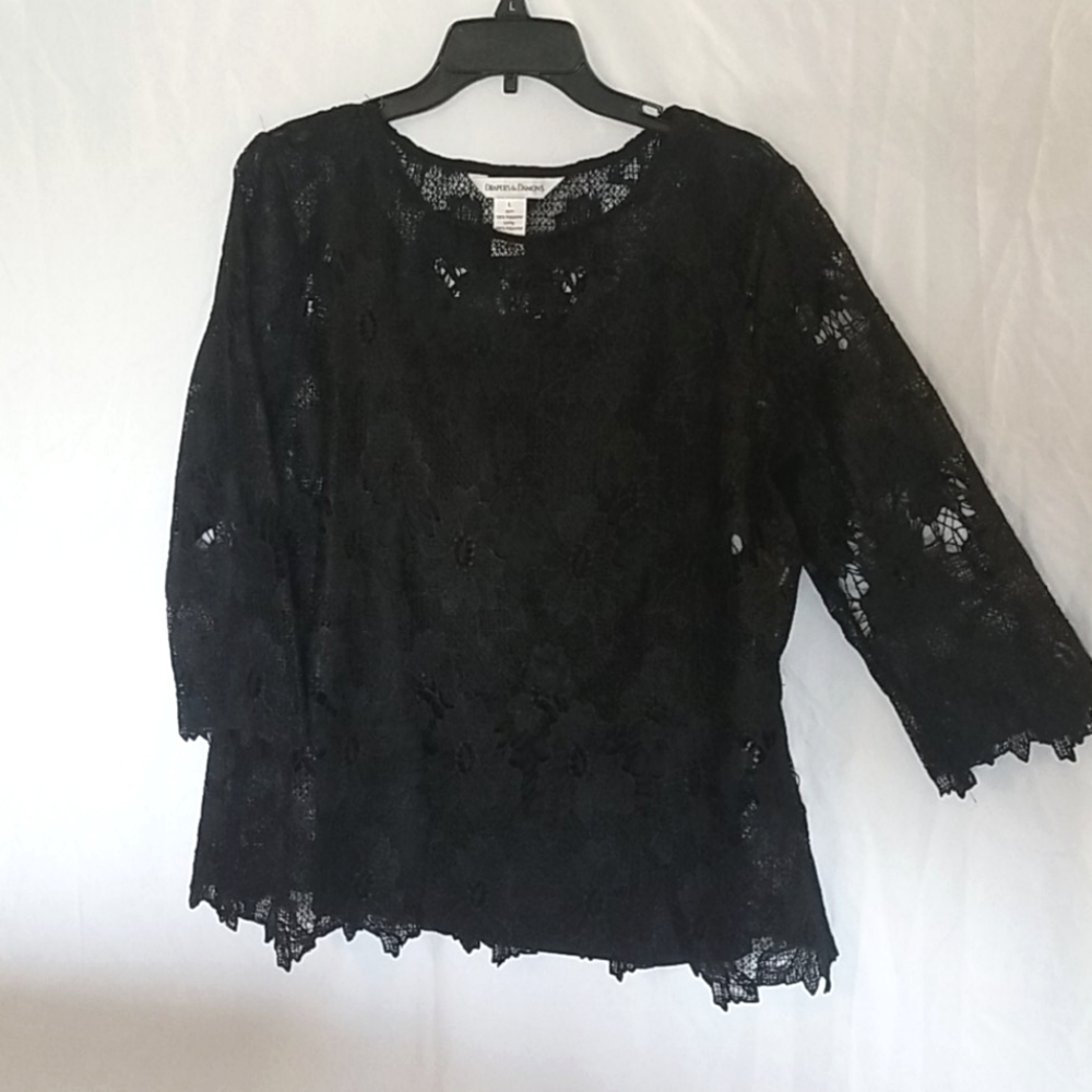 Black floral blouse, M